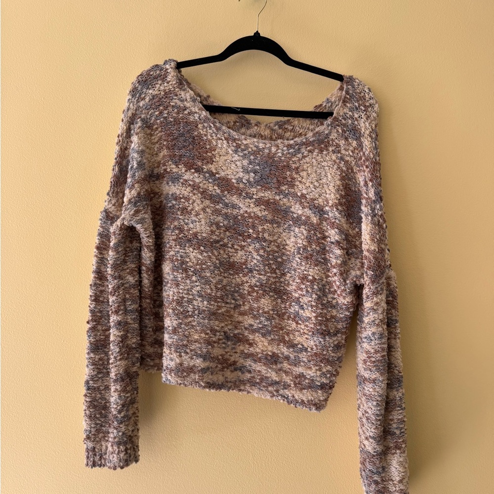 Cozy Multi-Tone Knit Women's Sweater - Soft Neutral Blend